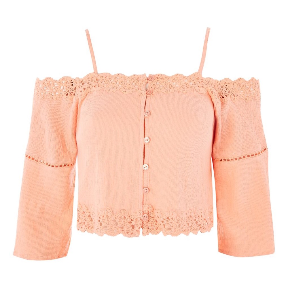 NWT Topshop Coral Crochet Top - Picture 3 of 4